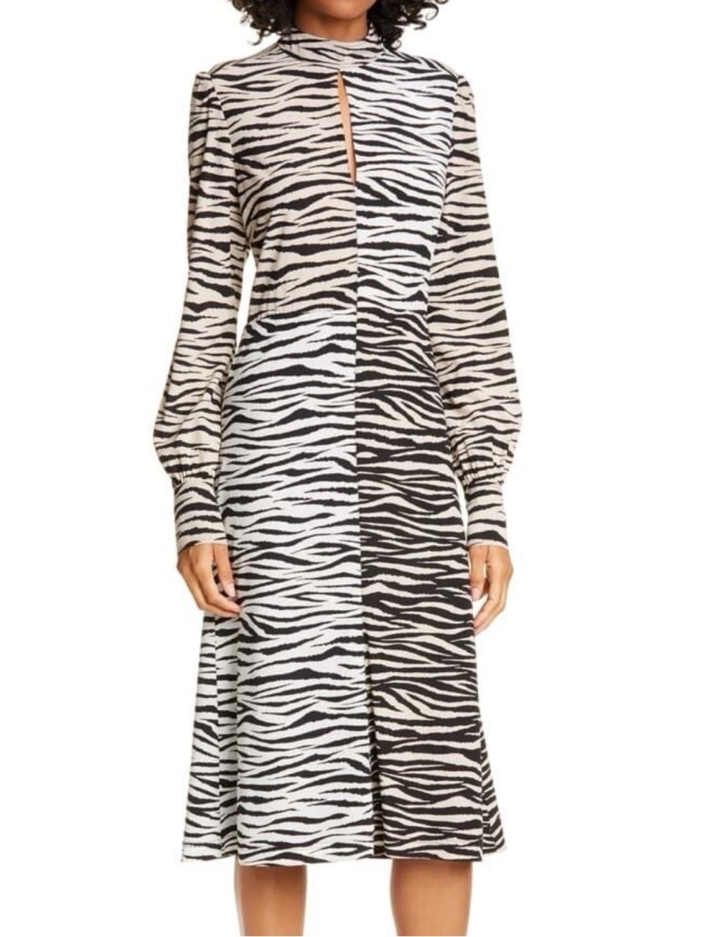 A.L.C. Black and White Zebra Print Midi Dress
